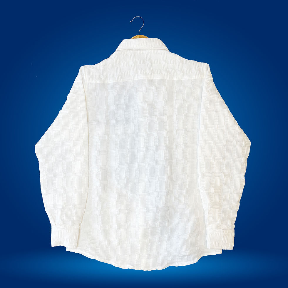 Thumbnail: Men White Regular Fit Cotton Popcorn Full Sleeve Casual Shirt
