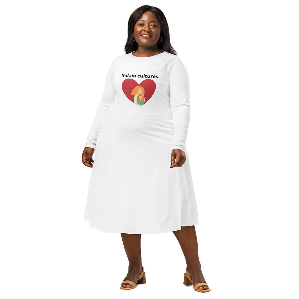 Thumbnail: All-over print long sleeve midi dress