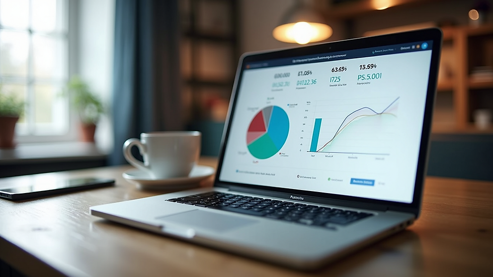 Close-up view of a laptop screen displaying marketing analytics dashboard