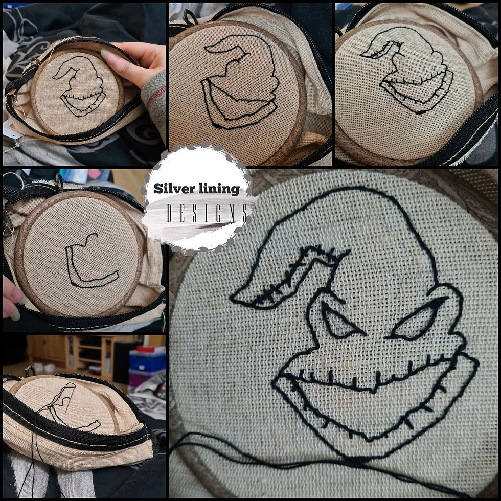 I added some pencil marks onto the material to rough shape of where I needed to embroider.