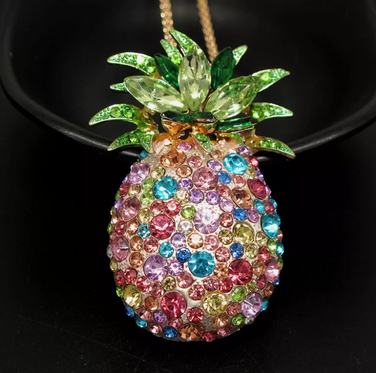 Colorful Crystal Pineapple Pendant Necklace