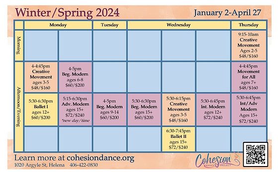 Dance Schedule l Cohesion Dance Project l Dance Classes l Helena, Montana