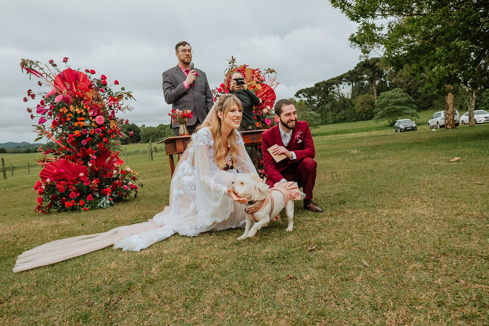 fotografia de casamento ao ar livre curitiba cerimônia cachorro daminha