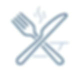 Crossed fork and knife with steam