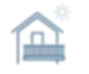 House with porch and sun icon