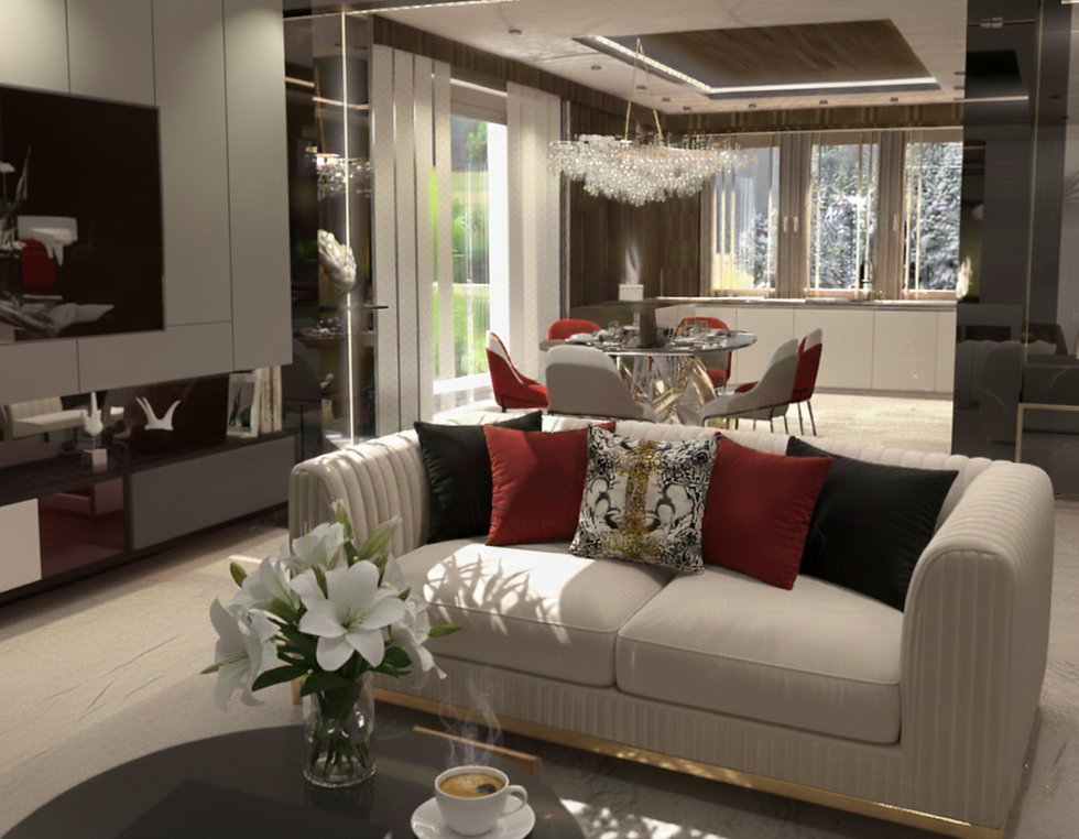 Salon z jadalnia i kuchnią