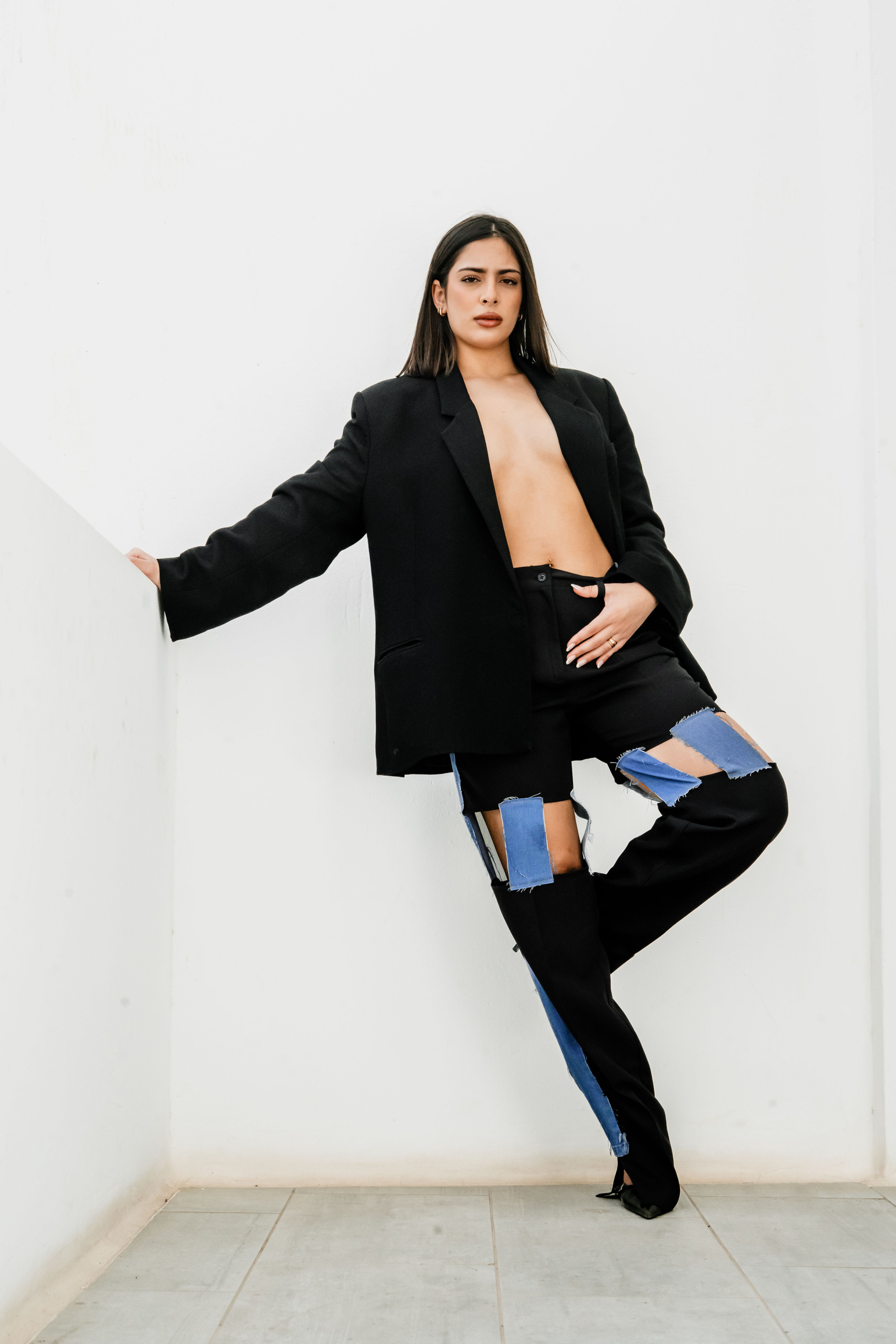 Pantalon en jean upcyclé noir