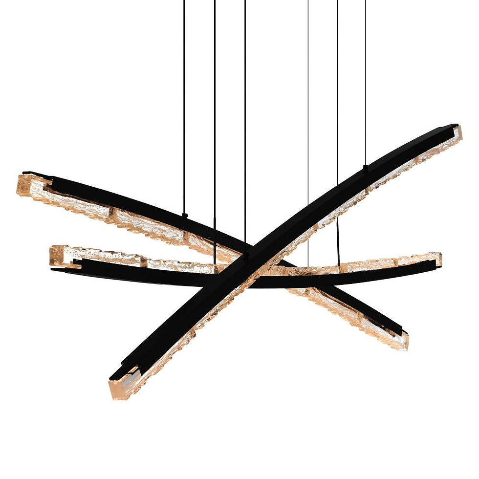 Thumbnail: Saber Integrated LED Black Chandelier with Handcrafted Glass - CWI Lighting