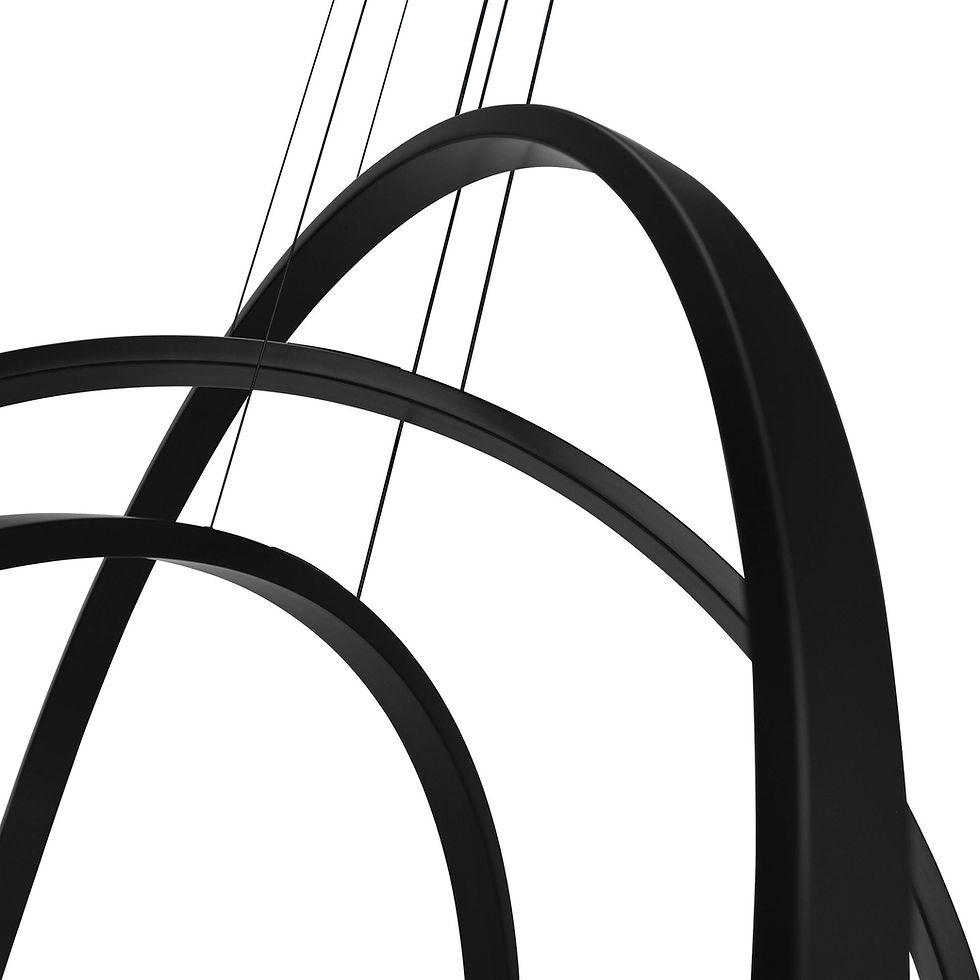 Thumbnail: Curva Integrated LED 38in Black Chandelier with Handcrafted Glass