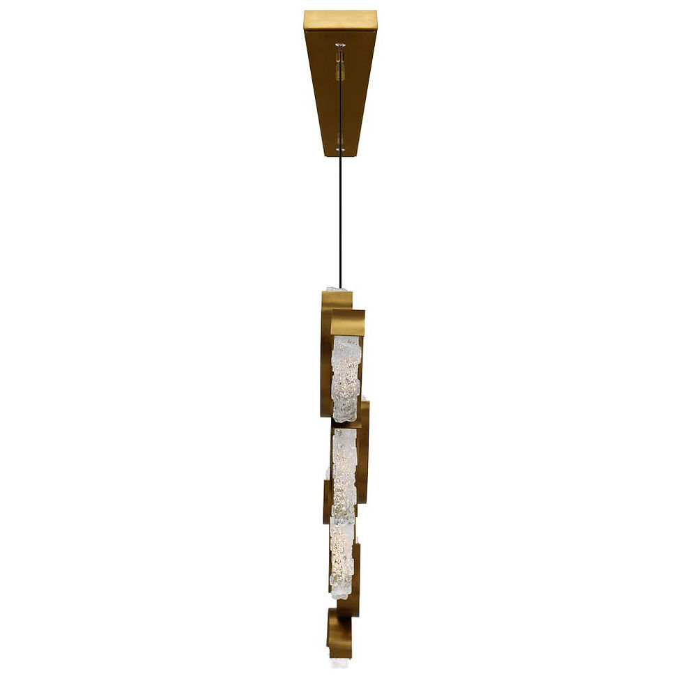 Thumbnail: Moon Integrated LED Brass Chandelier with Handcrafted Glass - CWI Lighting