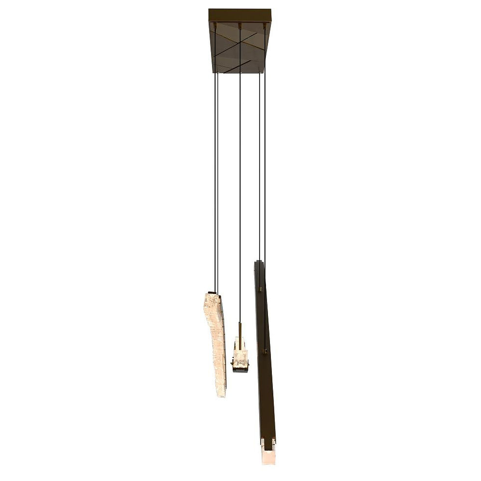Thumbnail: Saber Integrated LED Brass Chandelier with Handcrafted Glass- CWI Lighting