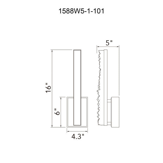 Thumbnail: Stagger Integrated LED 5in Black Wall Light with Handcrafted Glass - CWI