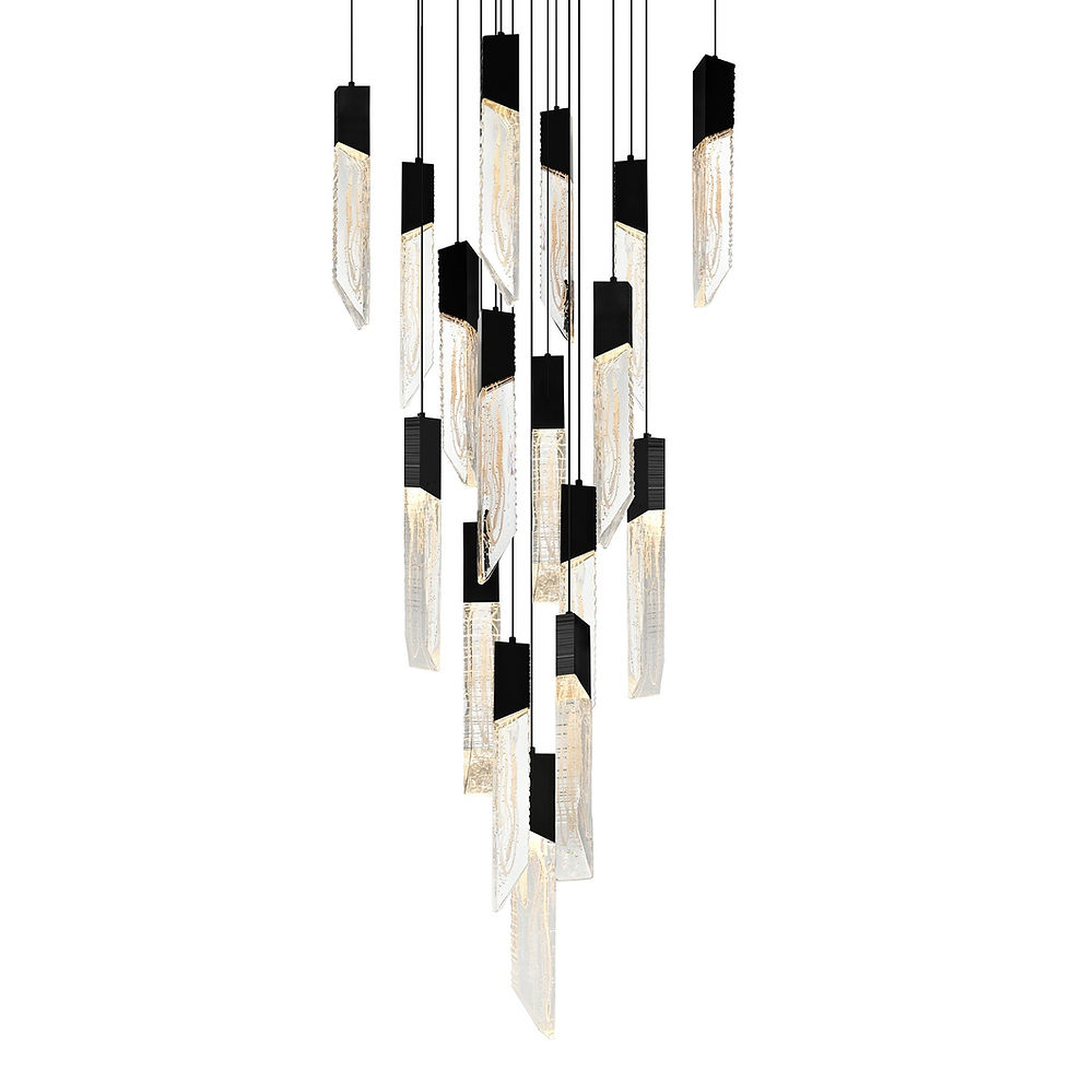 Thumbnail: Petra Integrated LED 24in Black Chandelier with Handcrafted Glass