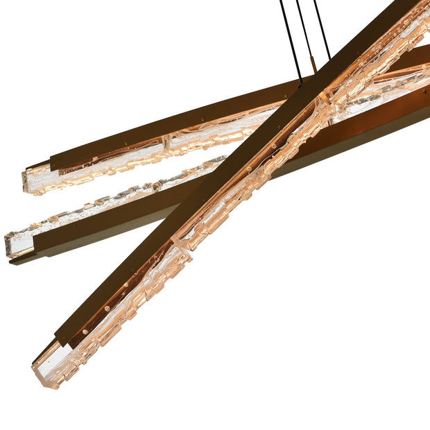 Thumbnail: Saber Integrated LED Brass Chandelier with Handcrafted Glass- CWI Lighting