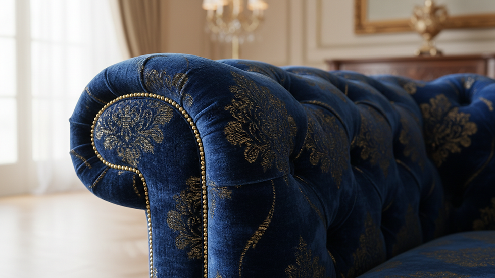 Close-up view of a Bernhardt sofa’s detailed upholstery and stitching