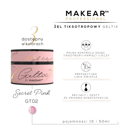 Miniatura: GT02 - Geltix Żel Tiksotropowy Secret Pink 50ml