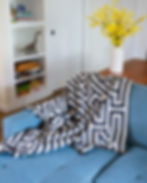Thumbnail: BLINK wool throw blanket in CHARCOAL GREY / CREAM