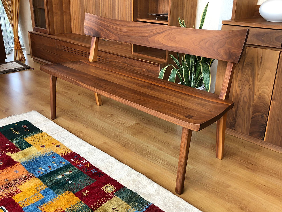 ウォールナット無垢ハイバックベンチ