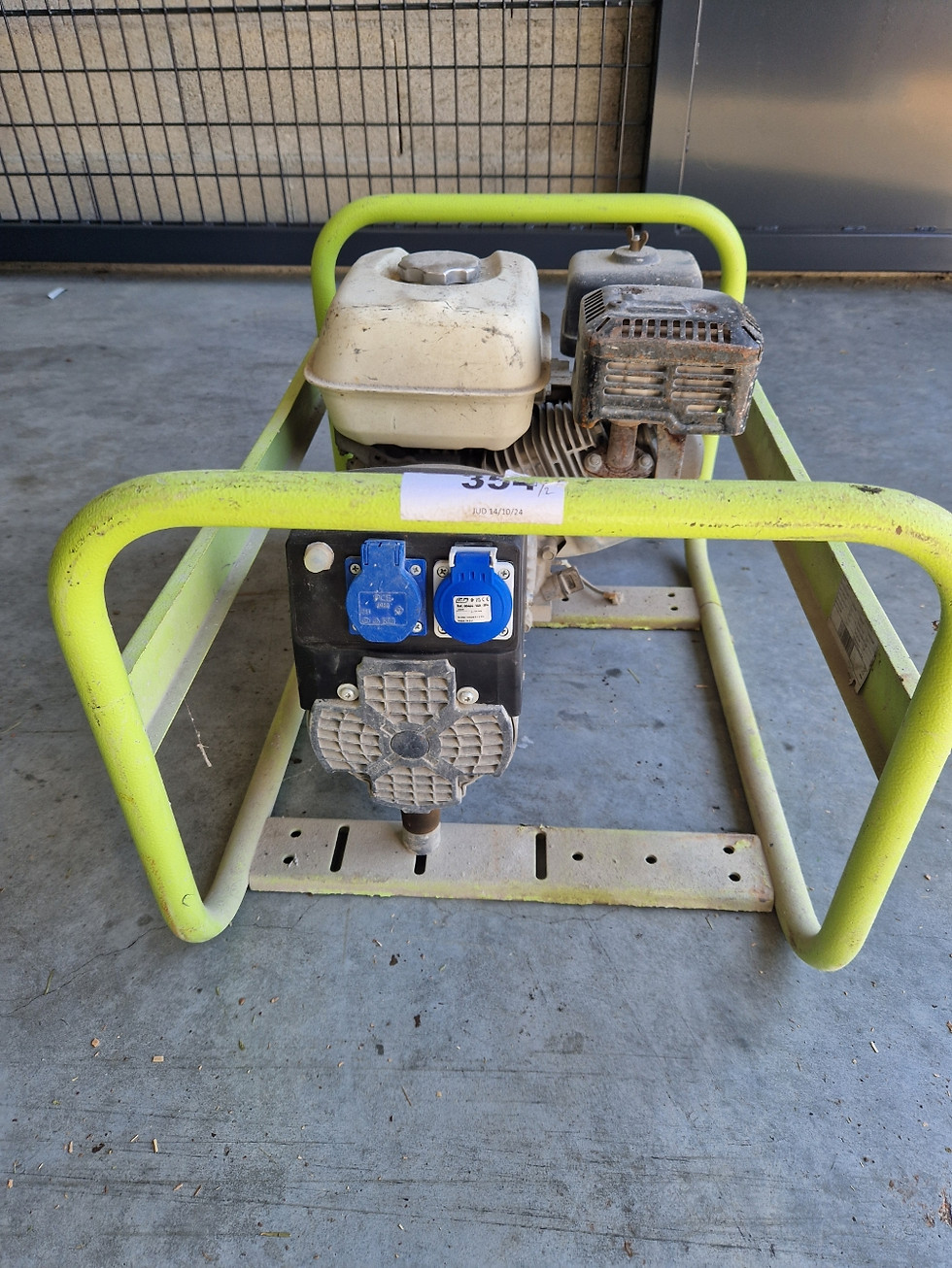 Groupe électrogène PRAMAC E4000 moteur Honda GX200, 2.9 kVA, 2 prises 220 V 16A. Entretien complet, prix 360 € TTC.