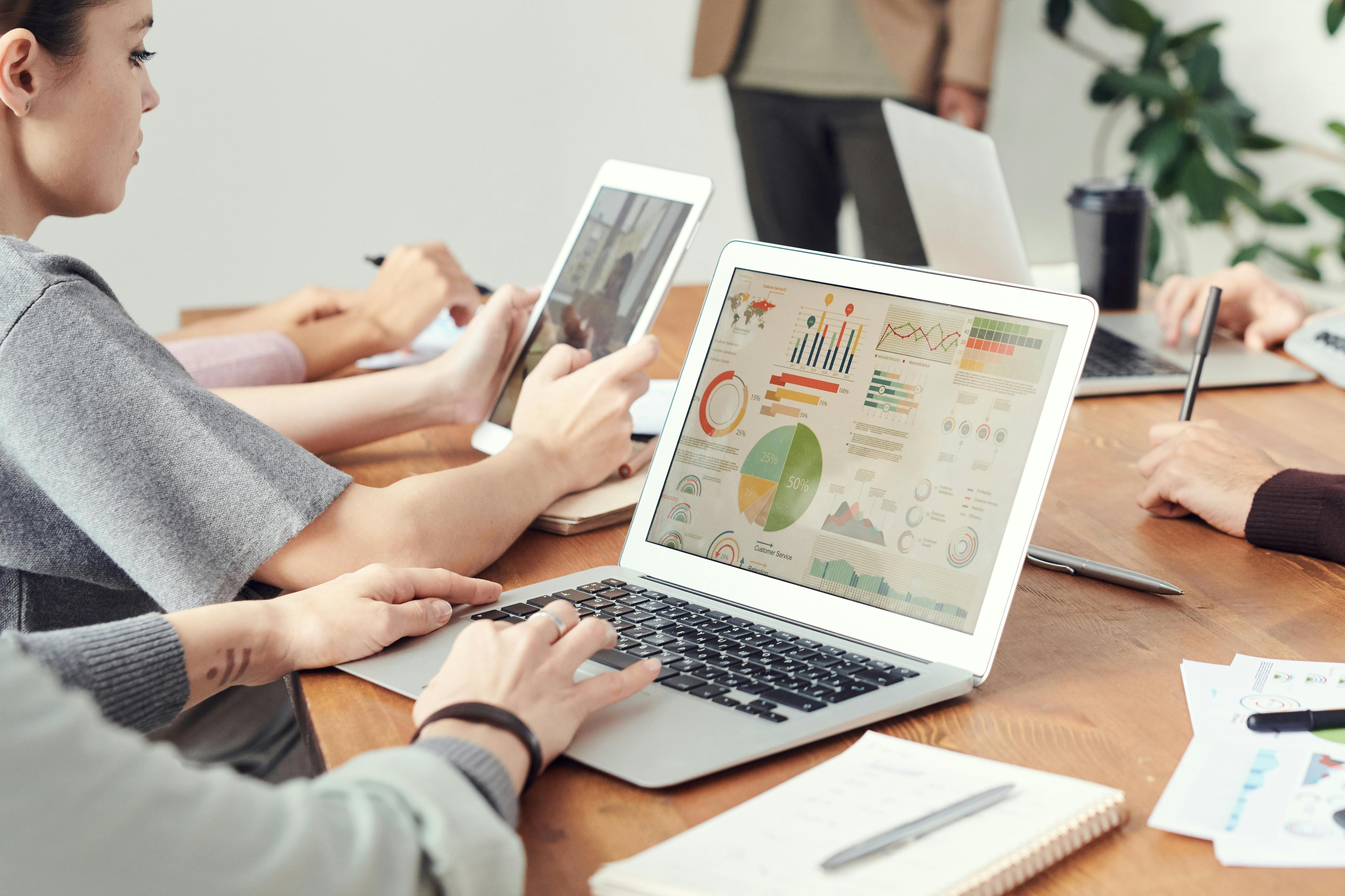 Digital marketing analytics on a laptop for a local service business