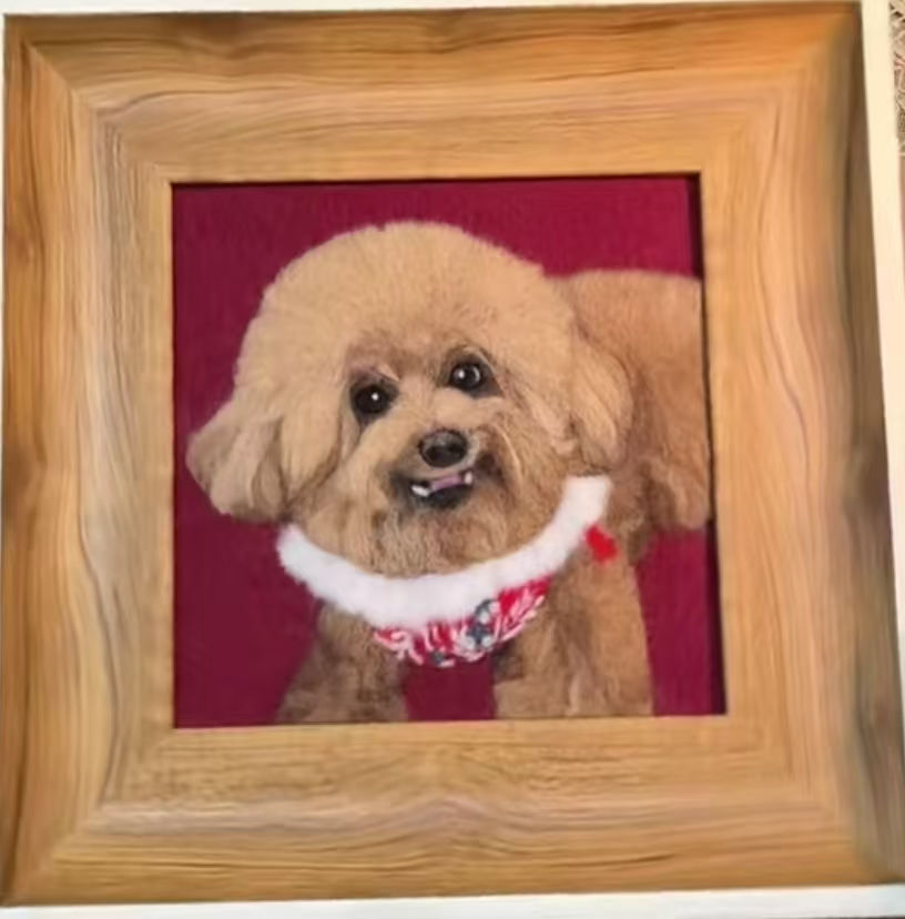 Thumbnail: 100% Handmade 2D Cat Wool Needle Felt Portraits with Wooden Frame | PetsMatter
