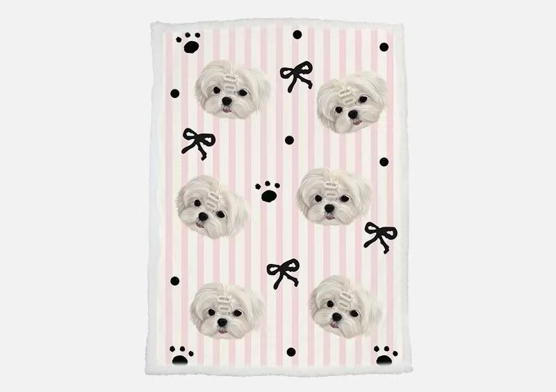 Thumbnail: Custom Dog Printed Cream Velvet & Blanket |PetsMatter