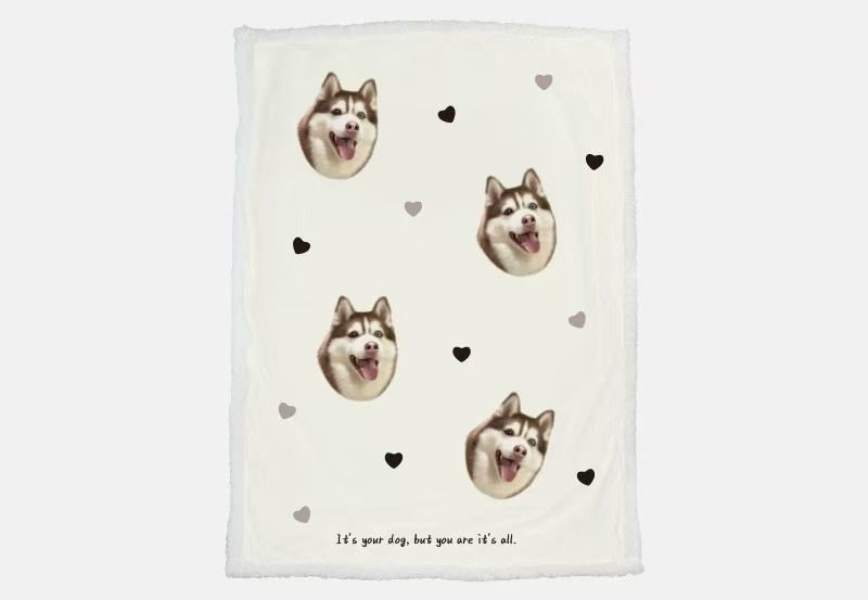 Thumbnail: Custom Dog Printed Cream Velvet & Blanket |PetsMatter