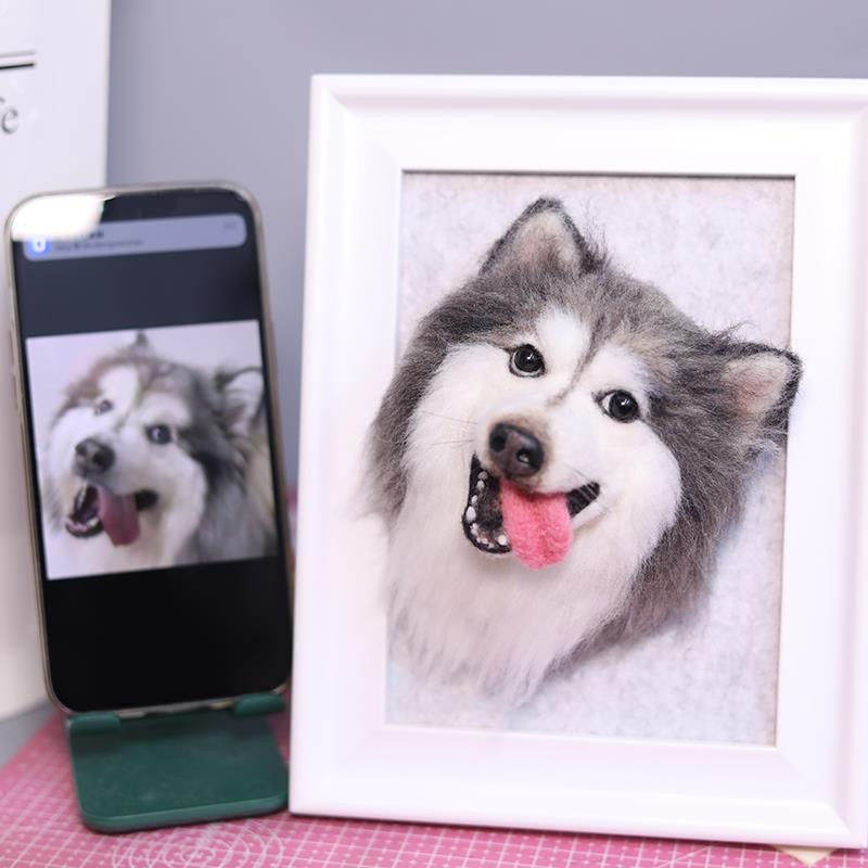 Thumbnail: 100% Handmade 3D Cat Wool Needle Felt Portraits with Wooden Frame | PetsMatter