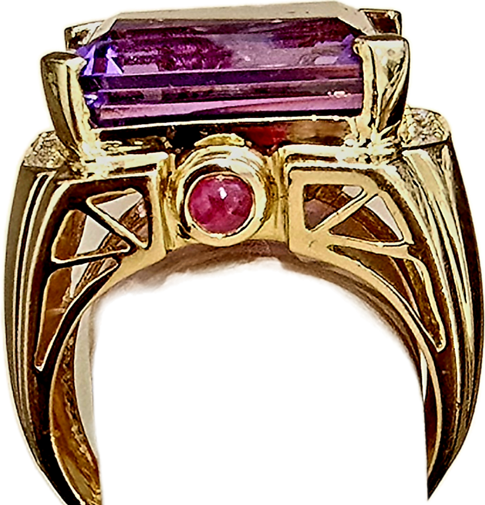 Side view of Amethyst ring..