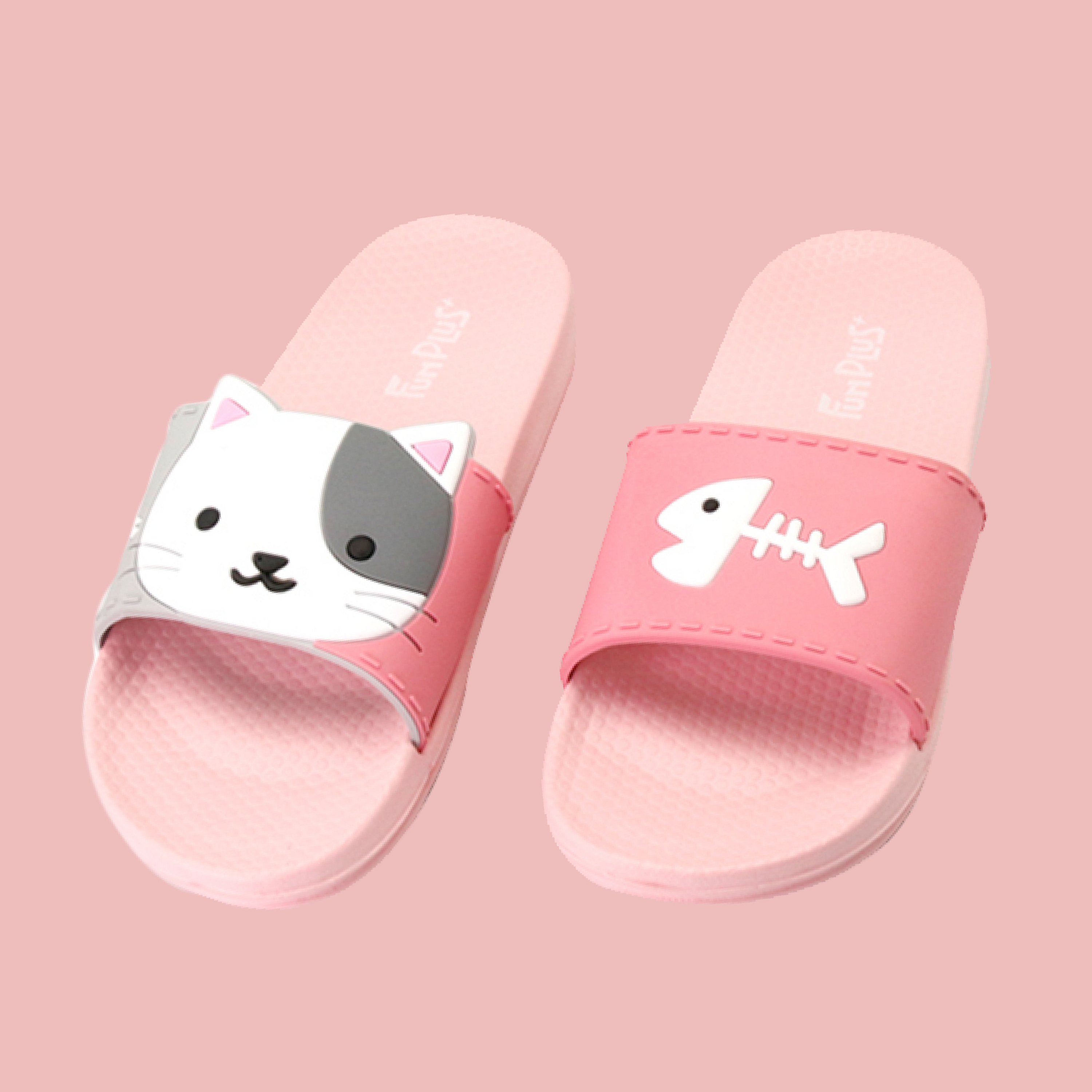 萌萌動物親子室外童拖鞋-貓咪/桃