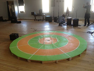 equipment being setup by the team