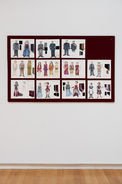 Costume design sketches displayed on a board