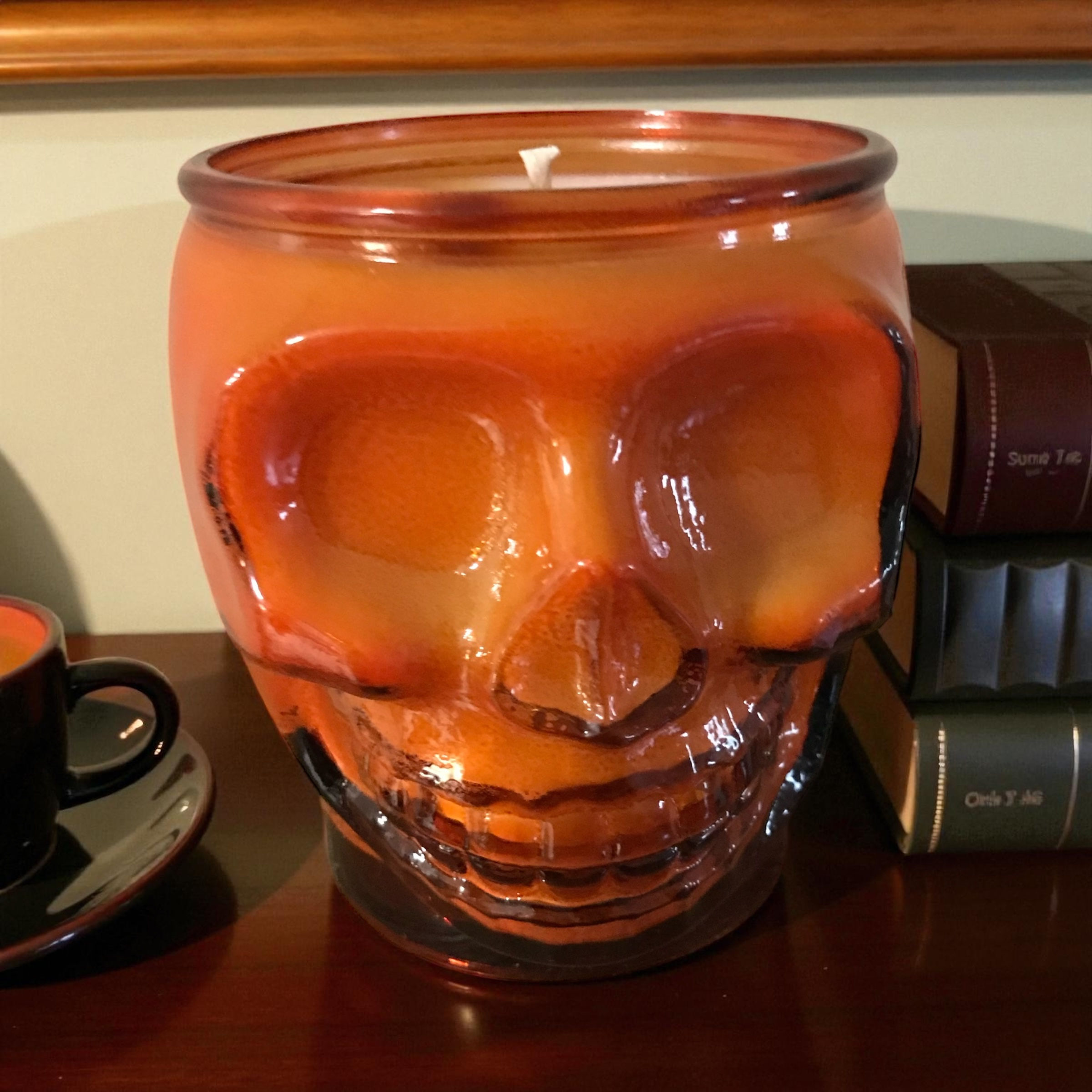 Orange Skull Candle