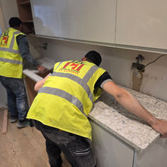 Stone worktop installation by Prime Builders in London as part of a Kitchen refurbishment in North London