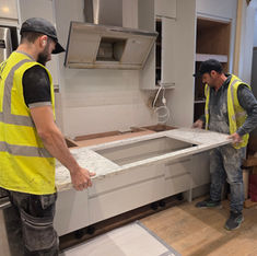 Stone worktop installation by Prime Builders in London as part of a Kitchen refurbishment in North London