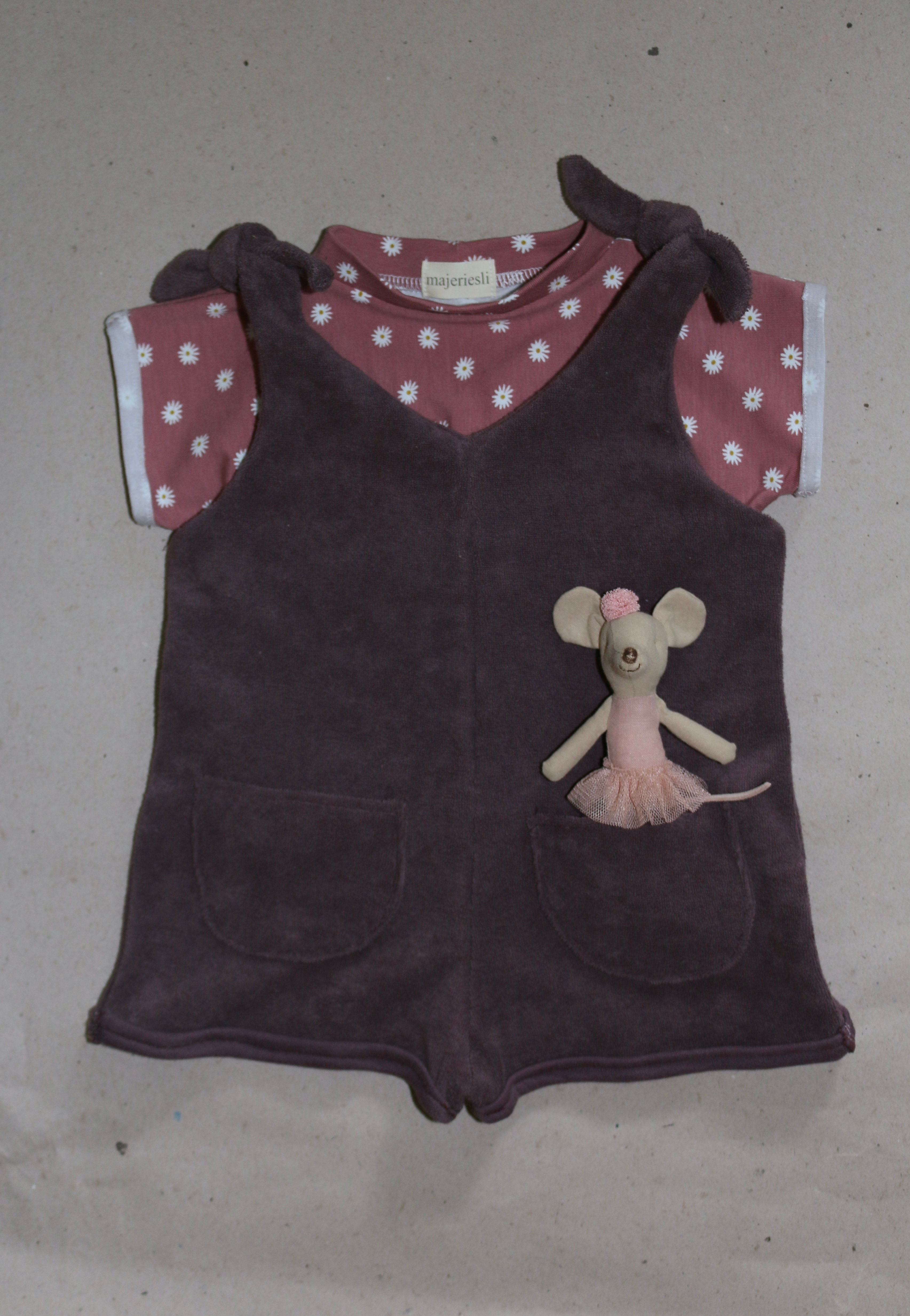 Latzhose Frottee Pflaume