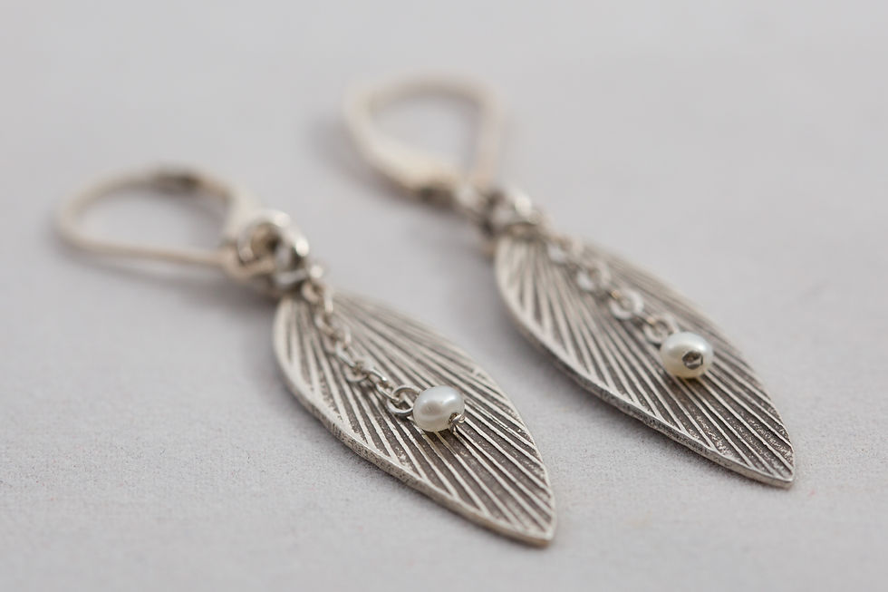 Karen Hill Tribe Leaf with Pearl Earrings