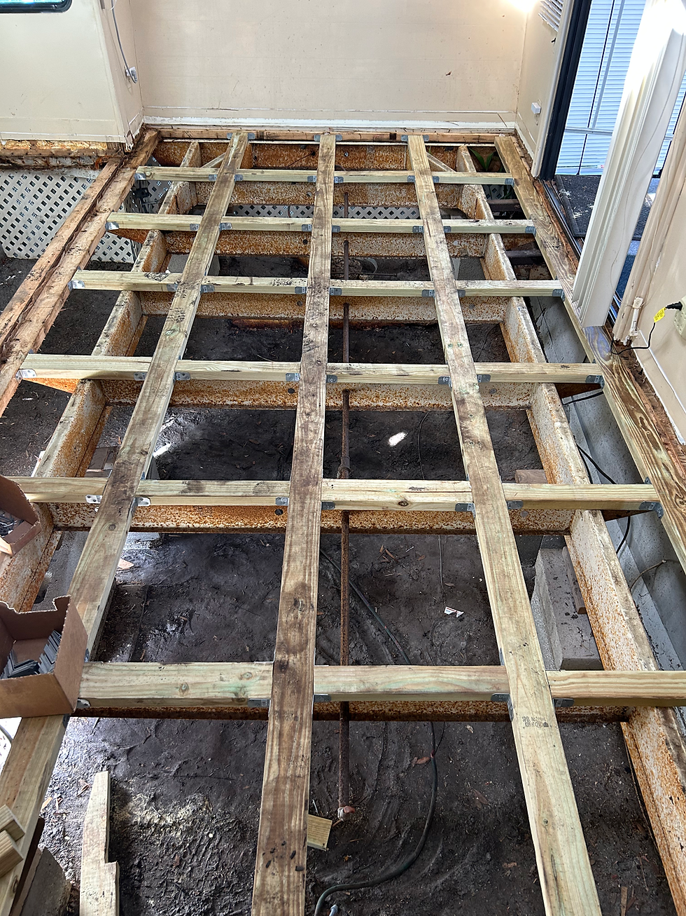 Instalación de estructura de piso de madera