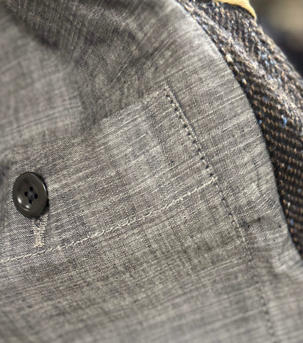 Grau Blaue Wolljacke Captain Santors Innentasche