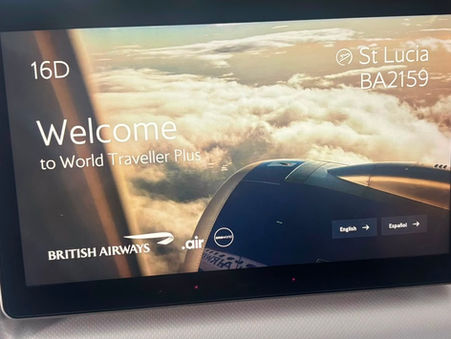 Premium Seating and Service on British Airways Flight to St. Lucia (Seat 16D)