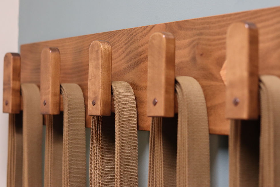 A close-up of the yoga bands used in the studio.