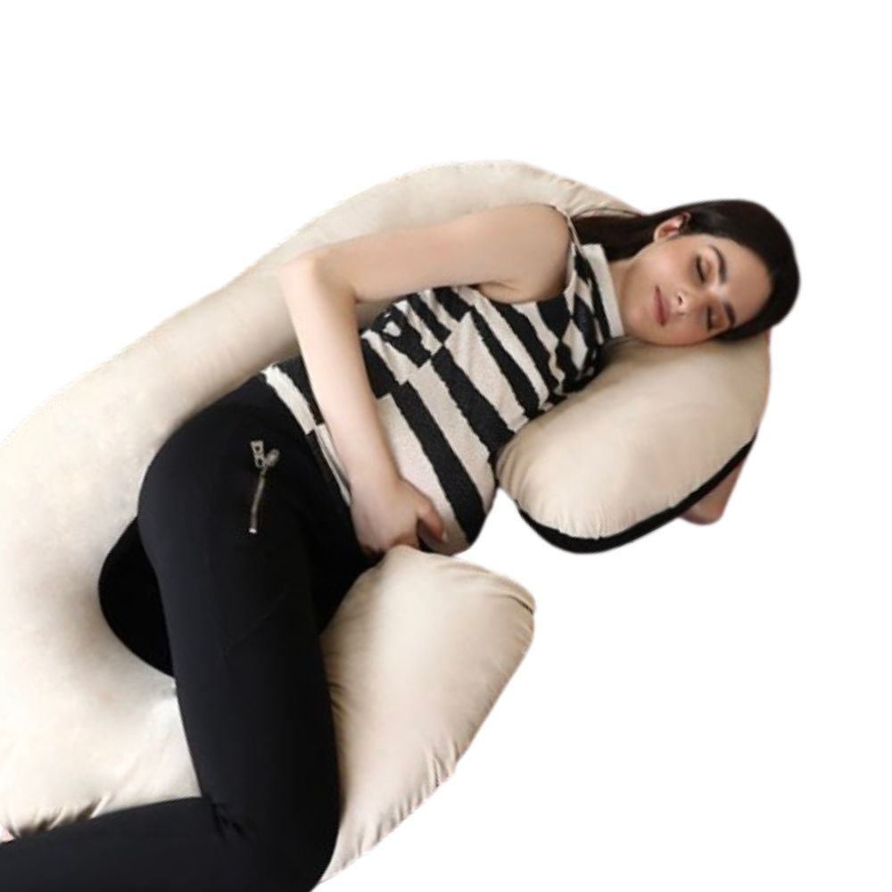 Dormyo Maternity C-Shaped Maternity Pillow for Pregnant Women Cream + Black