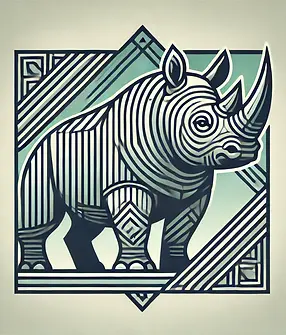 DALL·E 2024-12-28 10.47.53 - A 1920s-style logo featuring a rhinoceros, inspired by the Ar