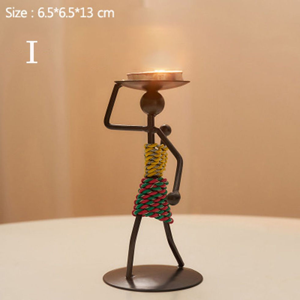 Miniatura: Castiçal de Metal Nórdico Escultura Abstrata de Personagem Para Suporte de Vela