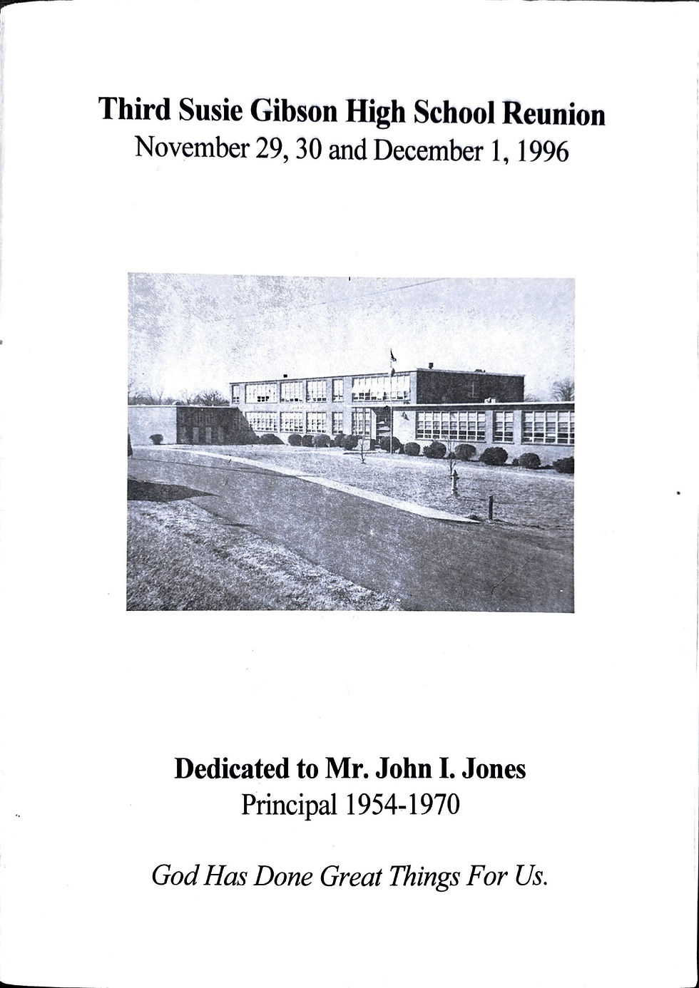 1996 – Third Susie G. Gibson High School Reunion Program