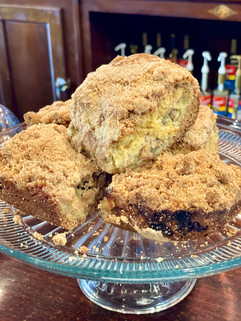 Enjoy fresh coffee cake with your favorite drink.