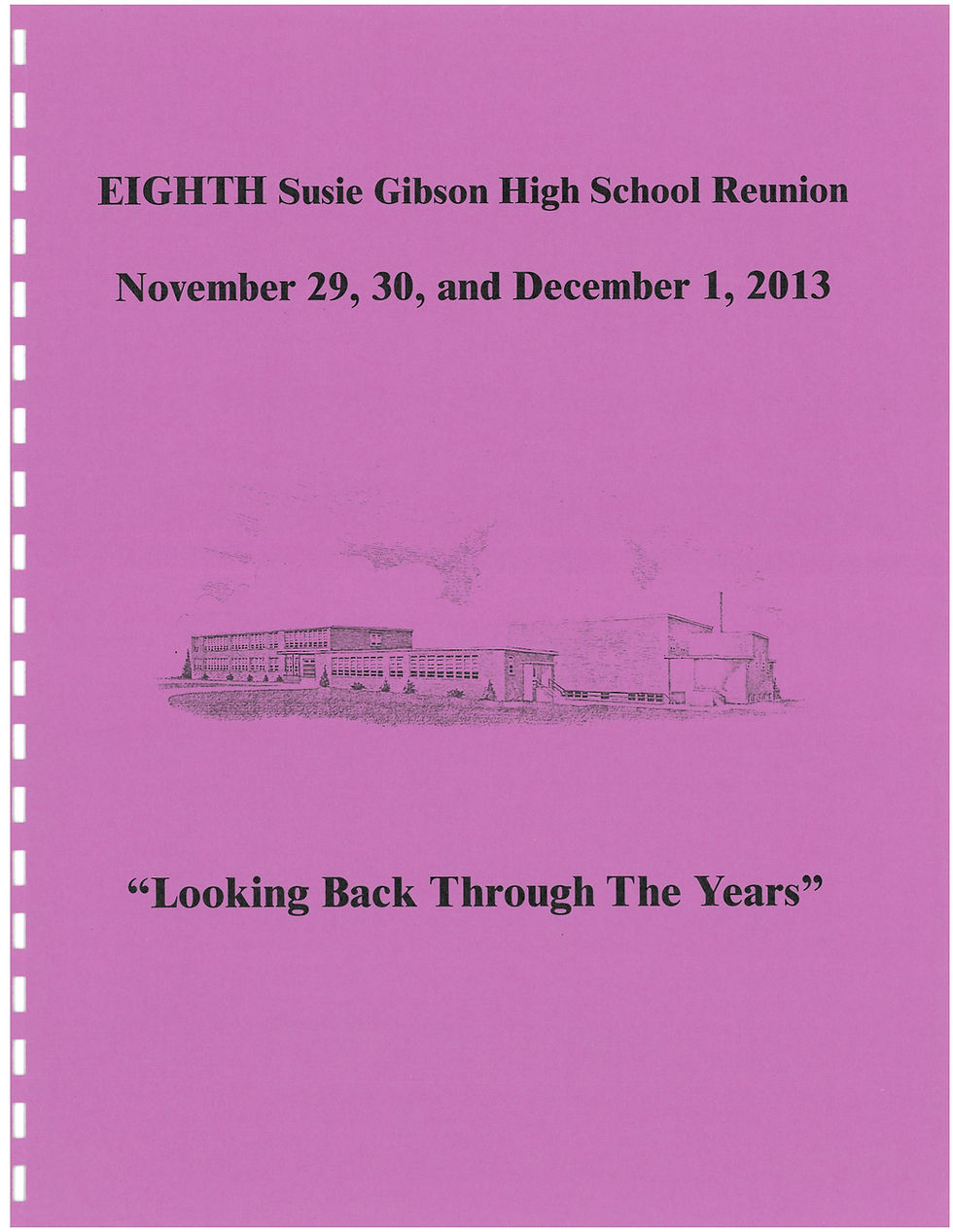2013 – Eighth Susie G. Gibson High School Reunion Program