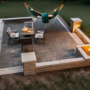 24x18 Paver Patio with Fire Pit, Walls, Pillars