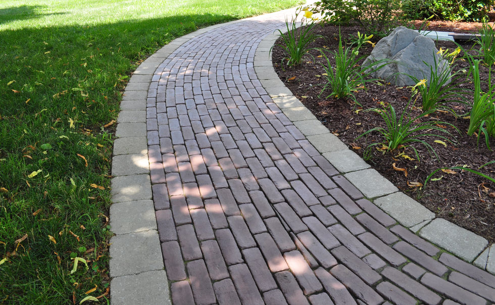 A Unilock Paver walkway that looks like old brick at a home in Greenfield, MA
