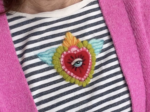 Customise your clothes with a needle -felted flaming heart design